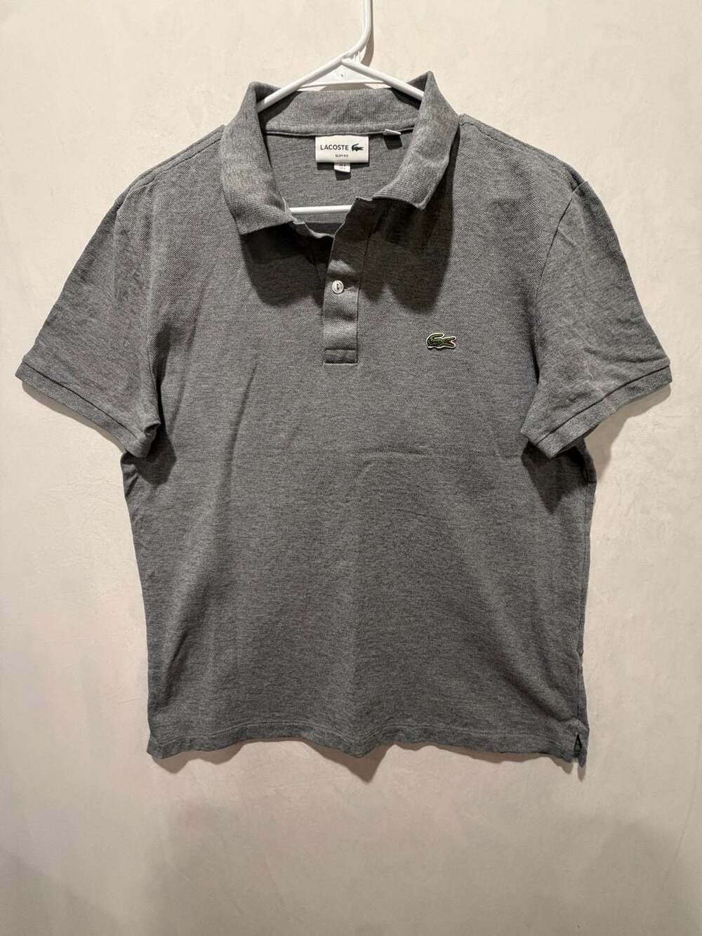Lacoste Men's Slim Fit Piqué Polo Shirt in Gray, Size L